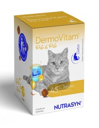 NUTRASYN DERMOVITAM PELE E PELO GATO - 45 TABLETES