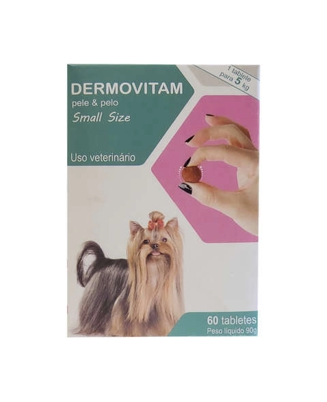 NUTRASYN DERMOVITAM PELE E PELO SMALL SIZE 5KG - 60 TABLETES